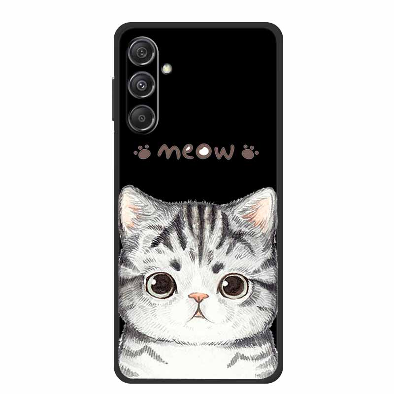 Black Silicone Case For Samsung Galaxy M17 5G Case Cartoon Cat Soft Back Cover For Samsung M17 2025 Case M 17 Shockproof Coque