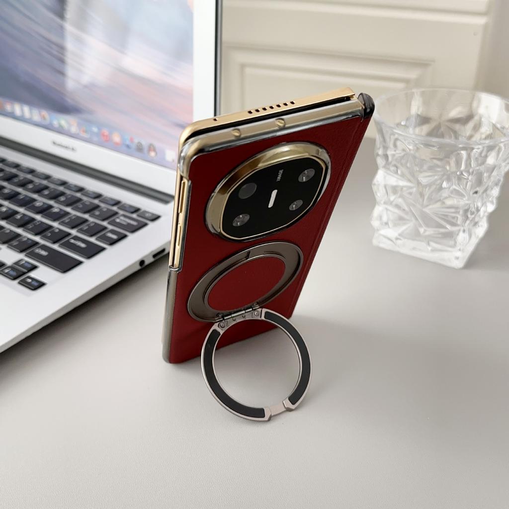 Applicable To Huawei Matex1 Mobile Phone Case Magnetic Suction Center Axis Plain Leather X1 Collector's Edition Rotating Bracket Anti-drop Rear Case