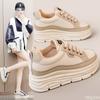 New Autumn High Rise Thick Sole Color Blocked Women's Shoes Fashionable Wear-resistant Versatile Breathable Board Shoes