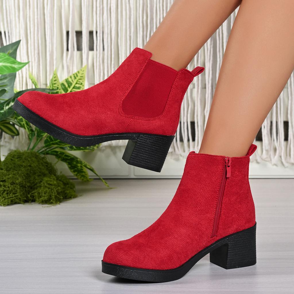 Plateau Damen Stiefeletten Herbst Winter Mode Elegant Faux Elegant Prägnant Reißverschluss Einfarbig Hoher Absatz Damen Kurze Stiefel