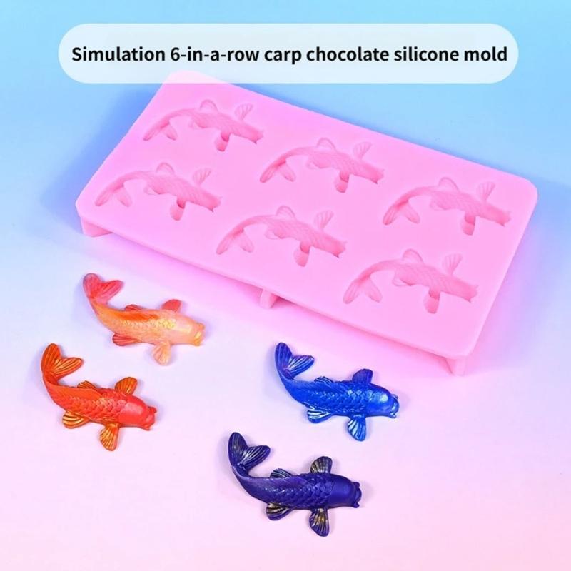 Moule à Chocolat Poisson en Silicone de Qualité Alimentaire avec 6 Cavités Outil de Cuisson de Cuisine Idéal Pour Bonbons Gelées et Artisanat de Boulangerie