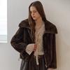 Fake Fur Wing Collar Zip Up Jacket Ze12qj007nh