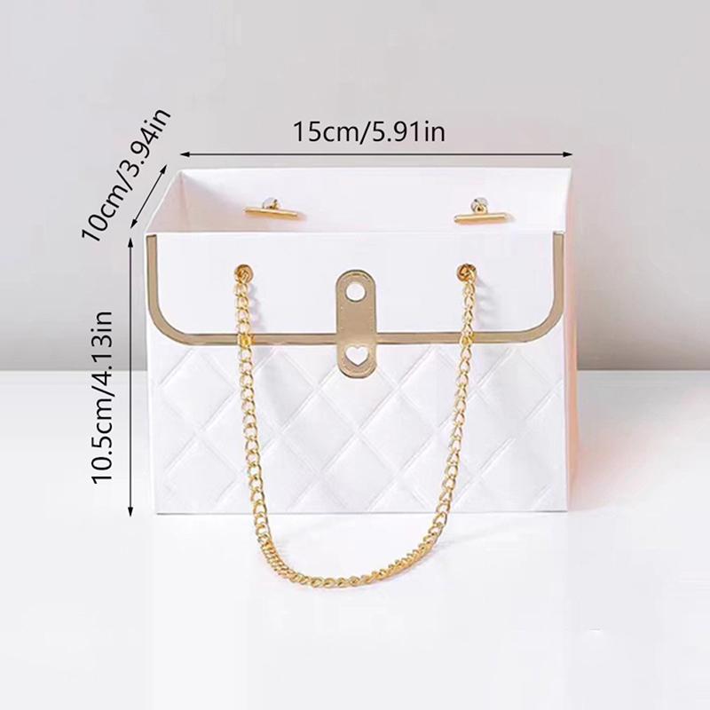 Flowers Arrangement Kraft Paper Bag Folding Portable Flower Packaging Box Waterproof Flower Basket Heart Handle Gift Tote Bags