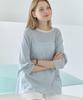 OURHOPE Linen Sheer Stripe Raglan T-Shirt - Sky Blue