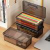 Plastic Pen Box Transparent Black Stationery Organizer Simple Stationery Storage Box School Office