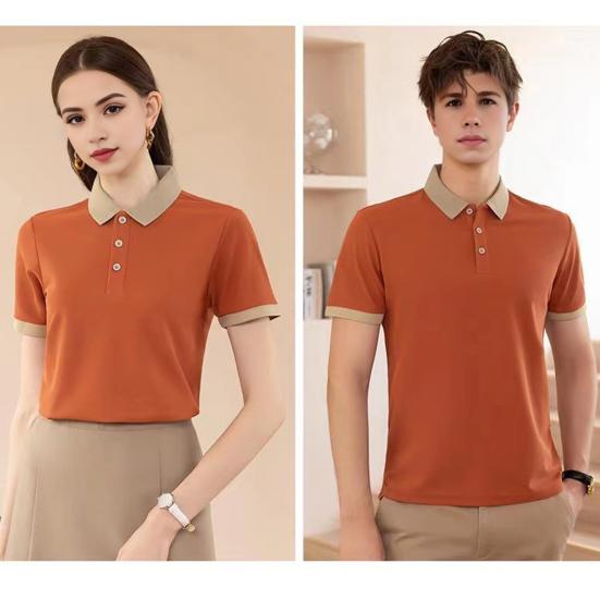 Unisex Waiter Waiteress Uniform Button Lapel Solid Color Short Sleeves Breathable Soft Coffee House Hotel Dinner Food Serving Top Advertisement