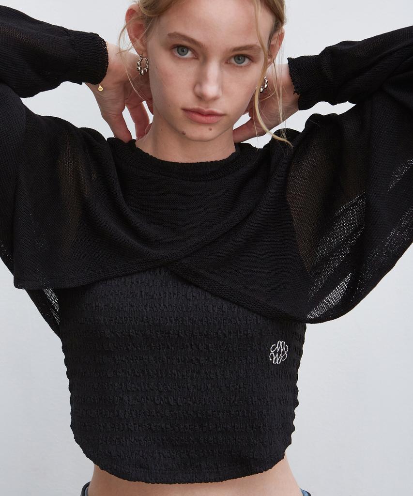 Nigaennikol Nicole Layered Knit Bolero_Black