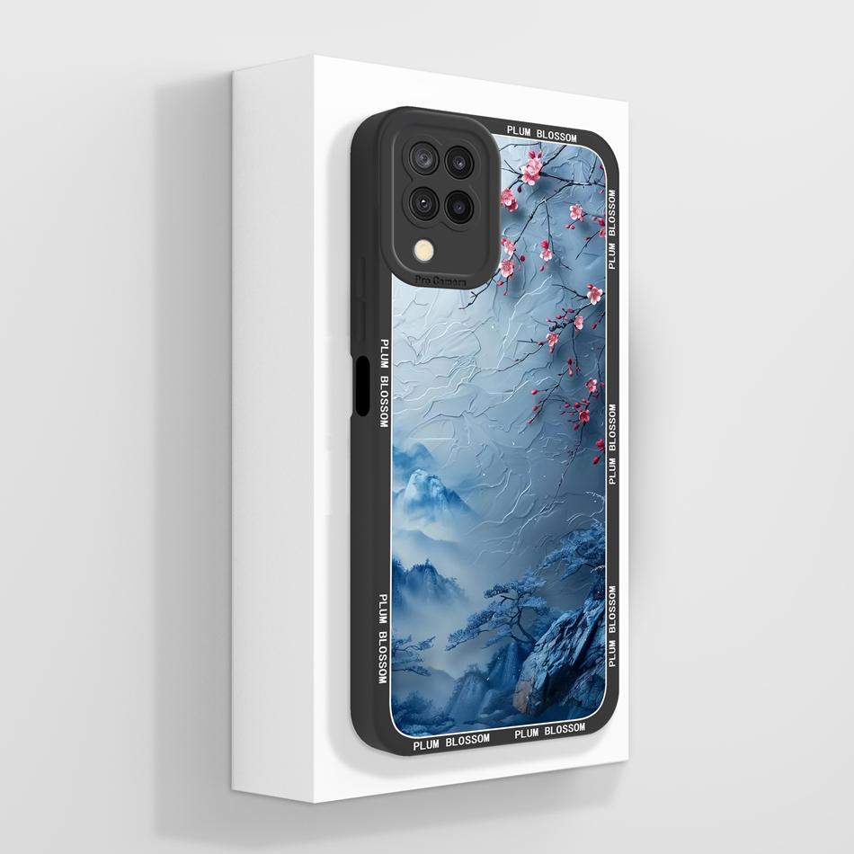 Für Samsung Galaxy A12 M12 F12 Hülle Hübscher Schmetterling Vollständige Abdeckung Handyhülle Anti-Rutsch Weiche Glatte Flüssigsilikon Hülle