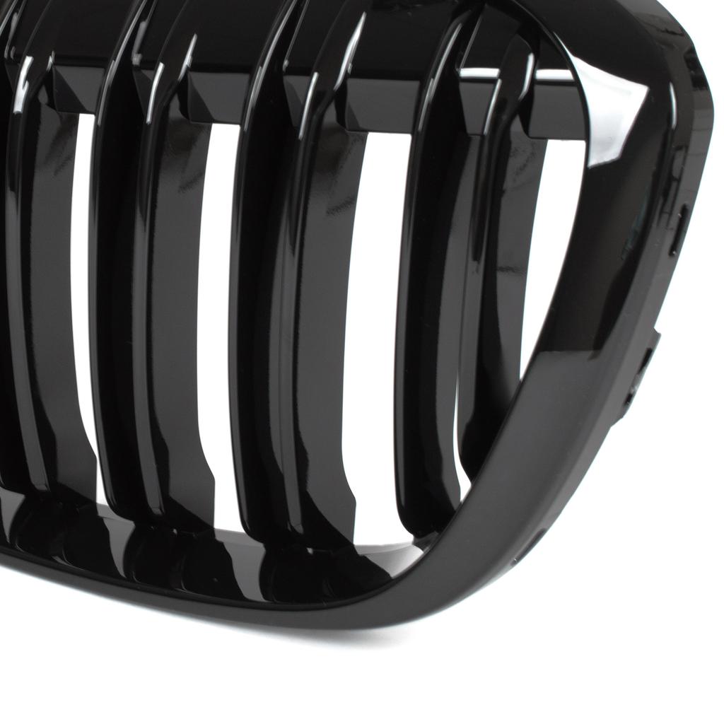 BMW X1 F48 15-19 Grille Between Headlights (Kidneys) Left + Right Set, Black Glossy Double Bar