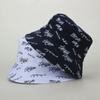 New Full Edition Embroidered Letter Double-sided Fisherman Hat Black and White Couple Pot Hat Foldable Visor Fashion Casual Art
