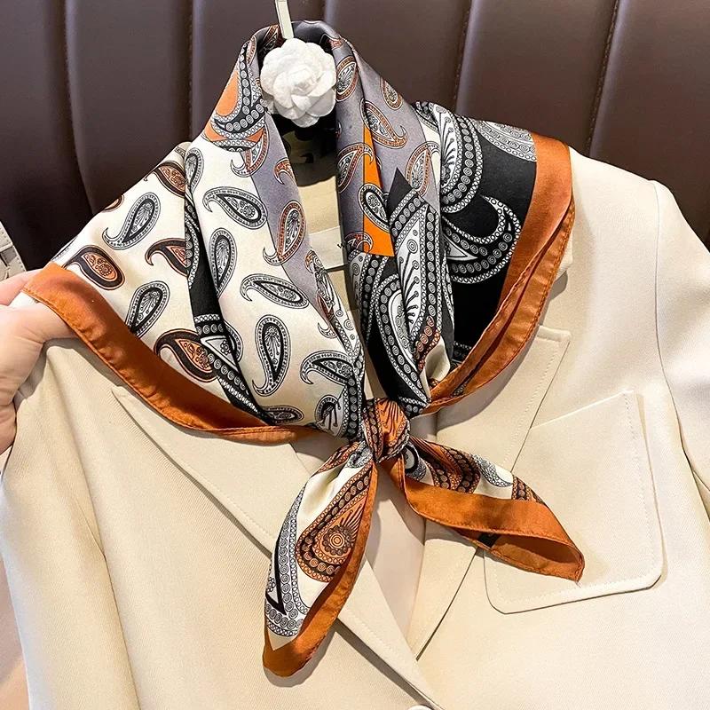 Luxury Silk Shawl Square Scarf for Women Satin Hijab Fashion Wraps Neckerchief Female Hair Bands Ribbon Headband Bandana
