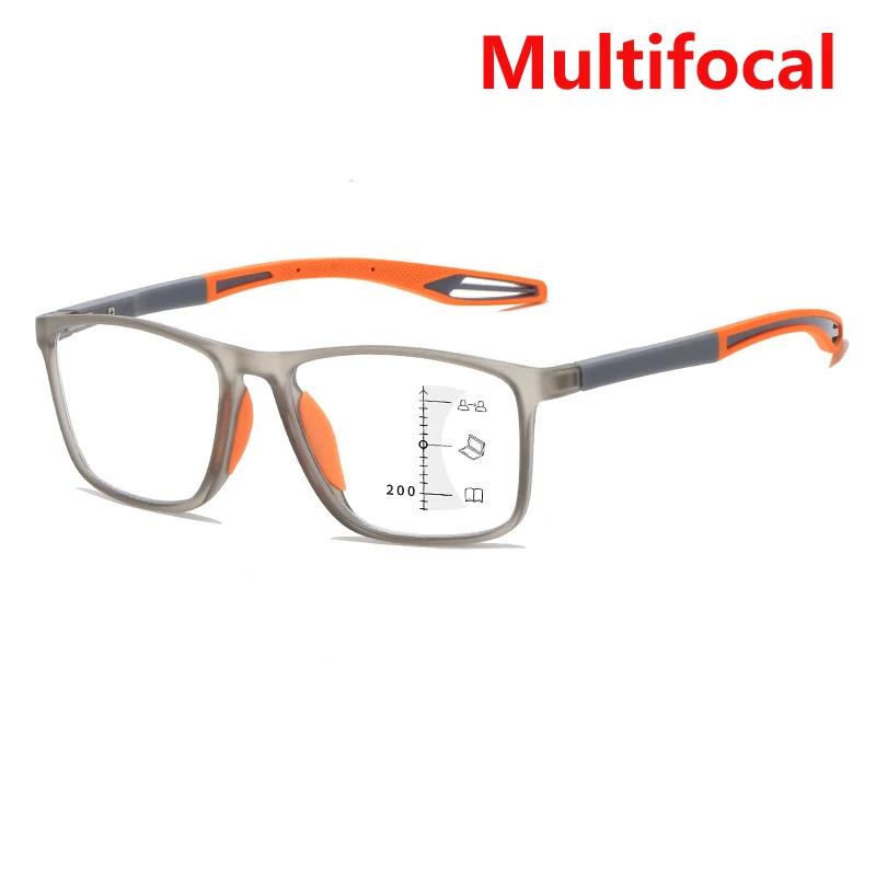 Men Women Progressive Near Far Eyewear Ultralight Photochromic Reading Glasses Anti-Blue Lamp Multifocal Color Changing Glasses