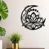 Wrought Iron Lotus Moon Wall Art Modern Minimalist Home Decor Living Room Bedroom Outdoor Patio Easy Install Housewarming Wedding Gift