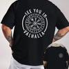 SEE YOU IN VALHALLA Viking Rune Compass Pattern Motorcycle Double Sided Print T-Shirt Men's Summer Short Sleeve Casual Tops