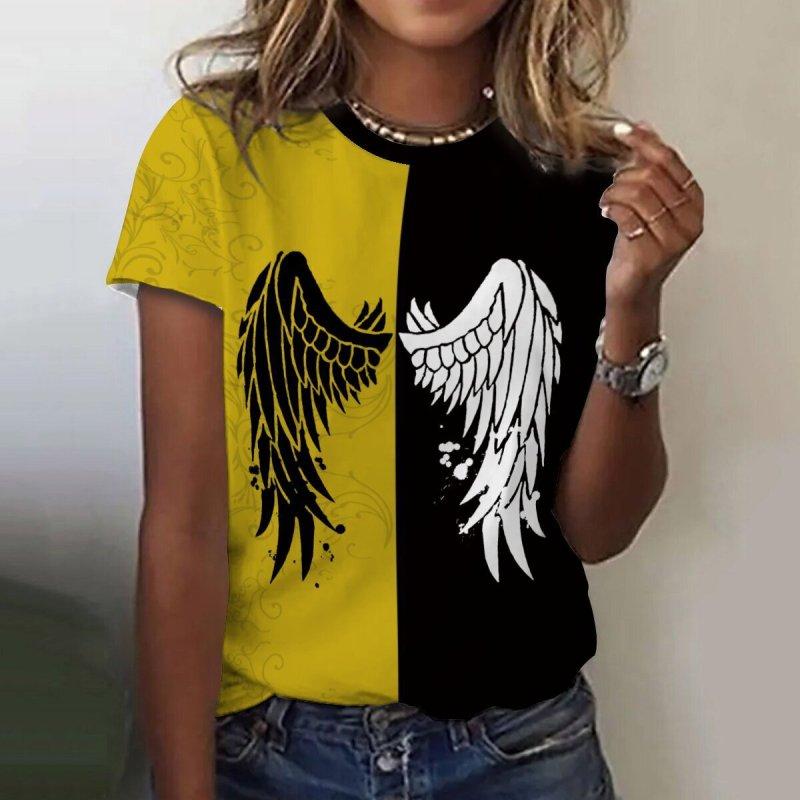 Fashion Tshirt Womens Sleeve Short Female Tops 3d Wings Print Casual T Shirt For Women Pullover Summer Clothes Oversized Tees