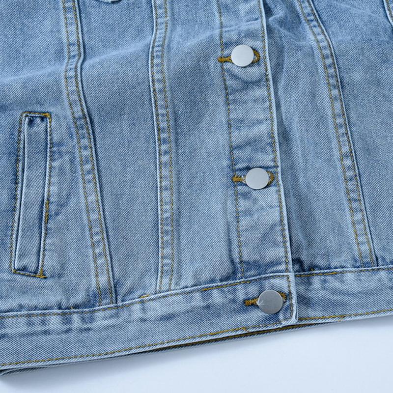 Spring Autumn Blue Denim Jacket Women's Short Korean Loose Long Sleeve Plus Size Denim Jacket Student Top