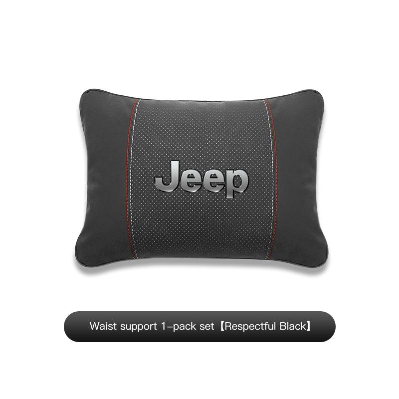 Für Jeep Renegade Willys Wrangler JL JK Grand Patriot Wildleder Auto Nackenkissen Kopfstütze Lendenwirbelstütze Wirbelsäulen-Schutzaufkleber