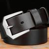 Men's Genuine Leather Pin Buckle Casual Middle-aged Trouser Belt Men's Trendy Alloy Buckle Retro Two-layer Cowhide Belt