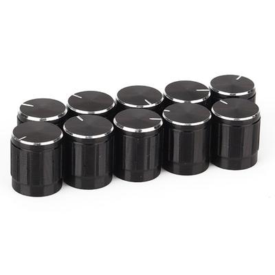 Yibuy Lautstärkeregler, Kuppelknopf, Drehknopf für elektrische Gitarre/Bass, Aluminium, 10 Stück, schwarz, Innendurchmesser 6 mm