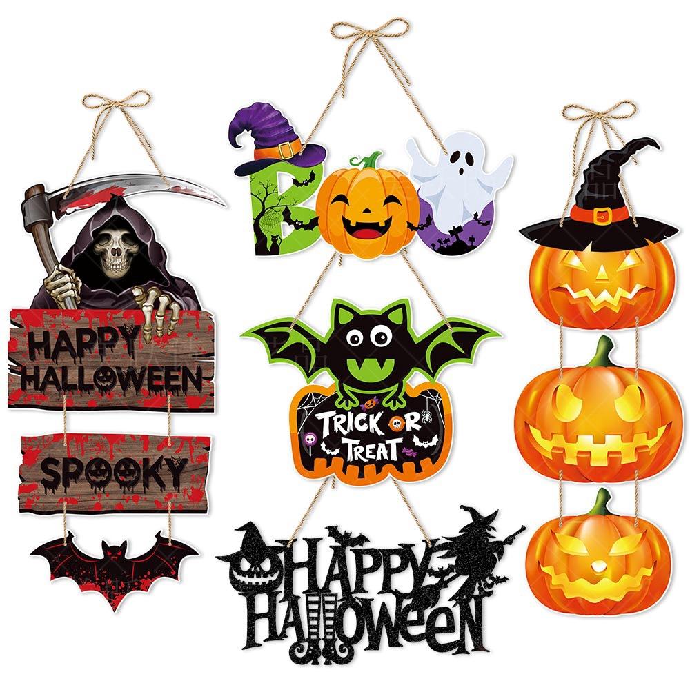 Halloween Hangend Bord Feestelijke Pompoen Vleermuis en Schedel Ontwerpen voor Huis Deur Muur Tuin Decoratie Decor Feest Buiten Binnen Benodigdheden