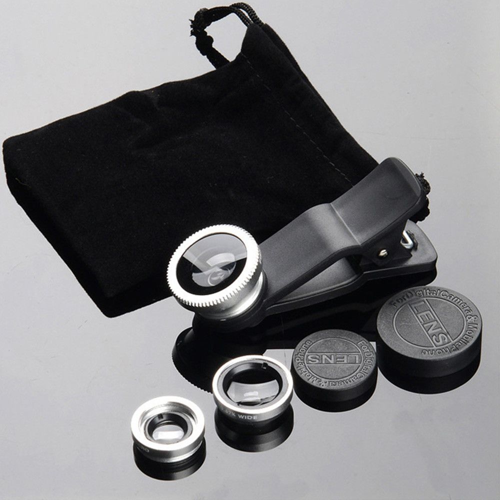 Accessories Clip On Zoom 3 In 1 Fish Eye Macro Wide Angle Camera Lens Kit