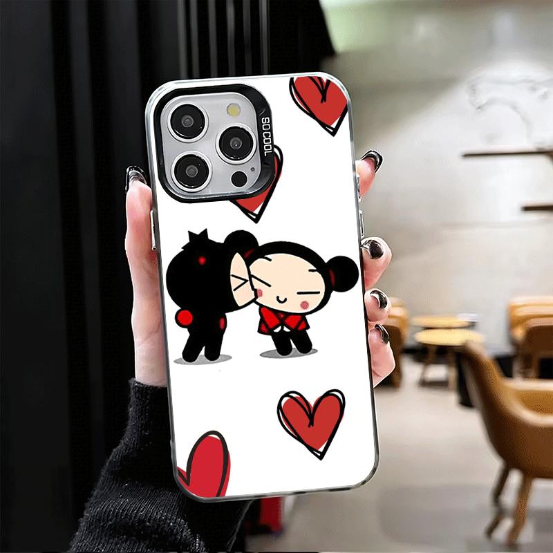 Cartoon Niedliche Pucca Garu Weiche Handyhülle für iPhone 15 16 17 Pro Max 17Air 16E 14 Plus 13 12 Mini Stoßfeste Hülle Rückschale