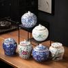 Blue and White Ceramic Sealed Jar Candy Coffee Storage General Jar Household Moisture-proof Tea Jars Tea Packaging Jars Tea Box