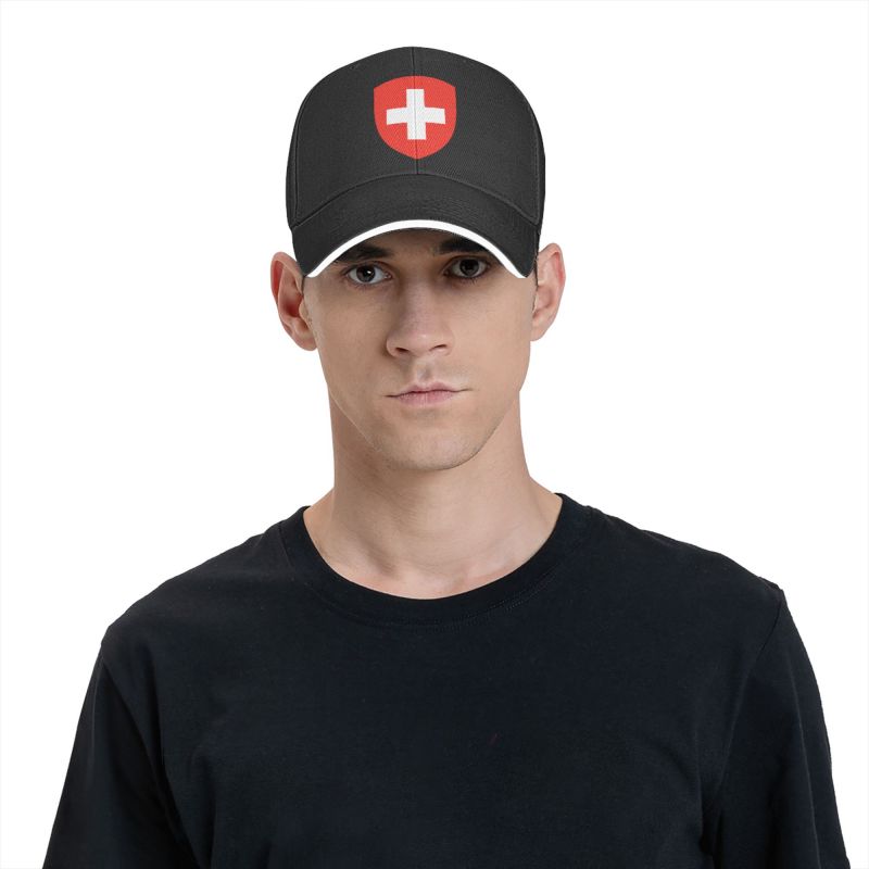 Cool Coat Of Arms Of Switzerland Baseballová čepice Unisex Women Personalizovaný nastavitelný dospělý táta klobouk Spring