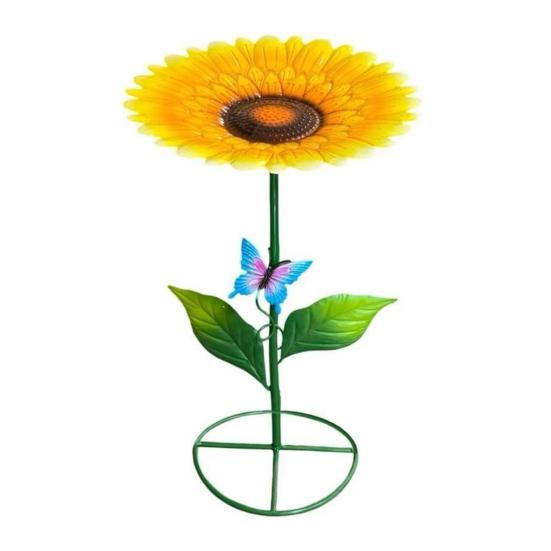 Yangyizhi Metal Sunflower Bee Feeder, Lotus Leaf Butterfly Cup, Outdoor Watering Station, Pollinators Bath Bowl for Garden Yard Lawn Decor