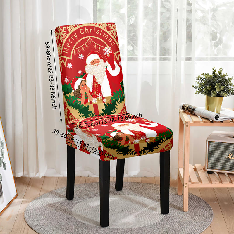 Christmas Chair Cover Full Package Applicable Decoration Elastic Chair Covers High Back Dining Chair Cover Atmosphere
