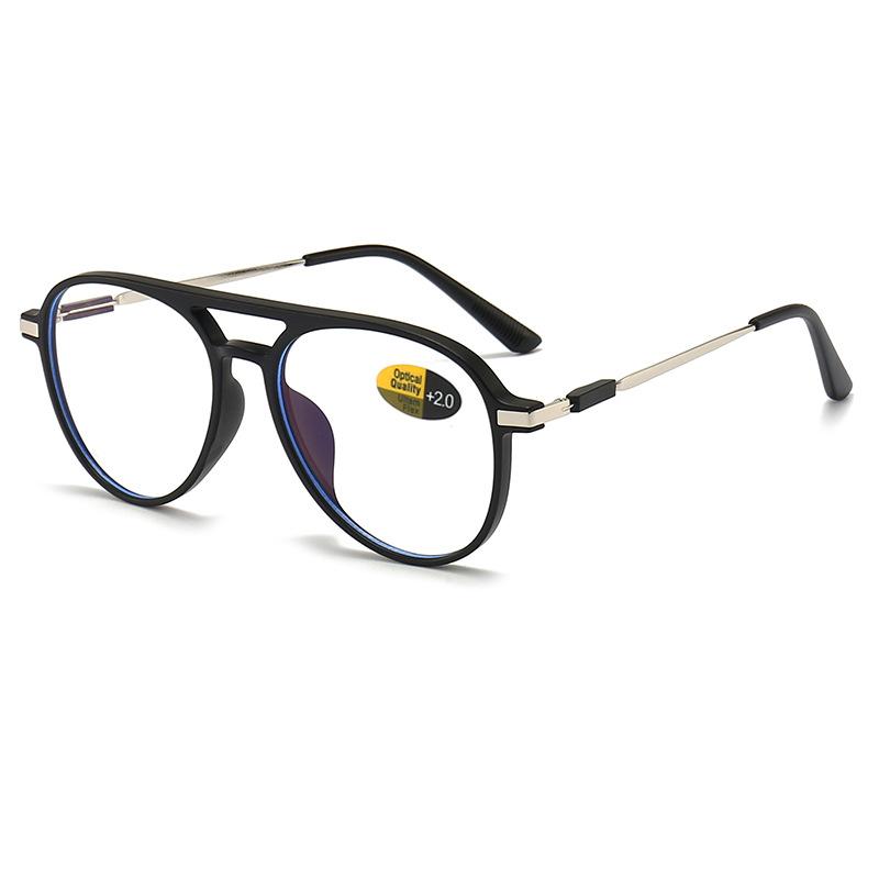 Fashion Double Bridge Reading Glasses Men Women Large Frame Blue Light Blocking Computer Eyewear +100 To +400