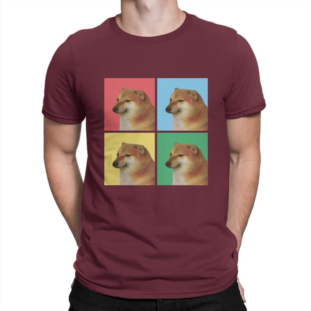 Men Cheems Doge Cover T Shirts  100% Cotton Tops Vintage Short Sleeve Crew Neck Tee Shirt Birthday Gift T-Shirt