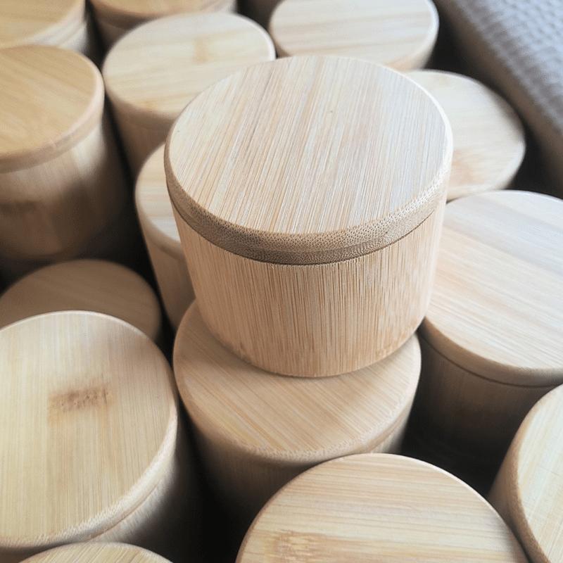 New Bamboo Salt Jar Kitchen Seasoning Bottle Kitchen Supplies Circular Bamboo Seasoning Box Spice Rack