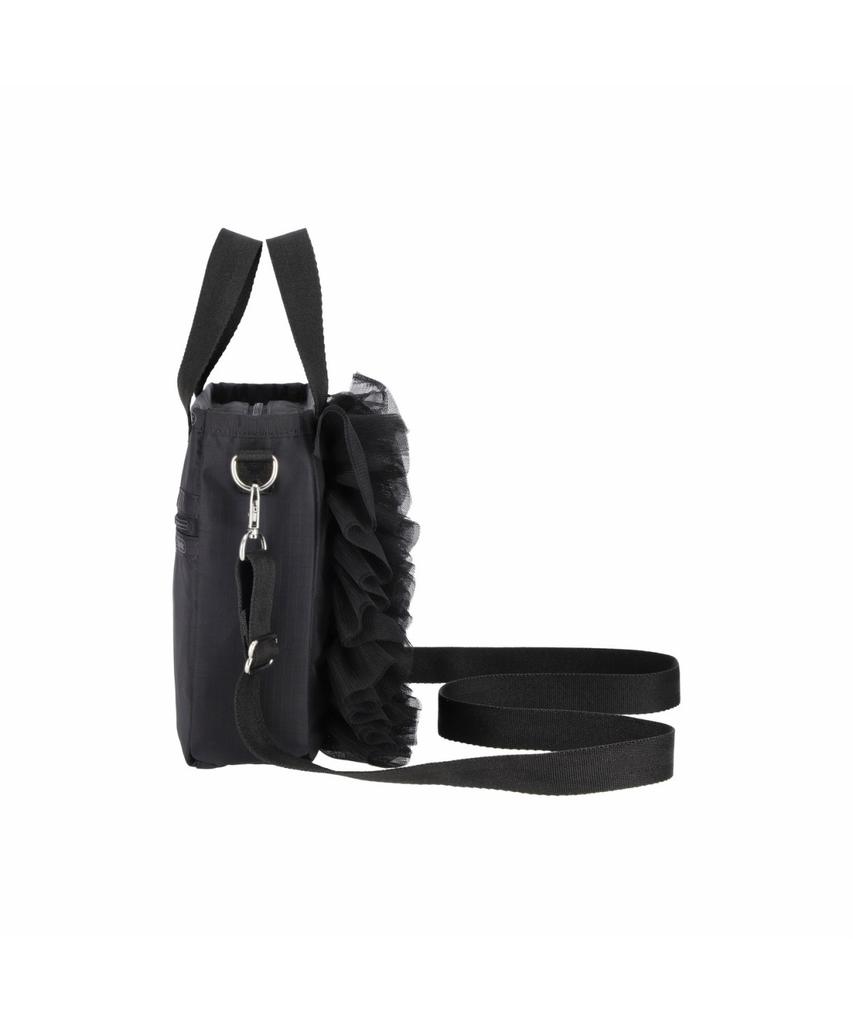 Lesportsac Black Lace Ruffle N/S Ruffle Mini Tote Bag [1832.Ld63]