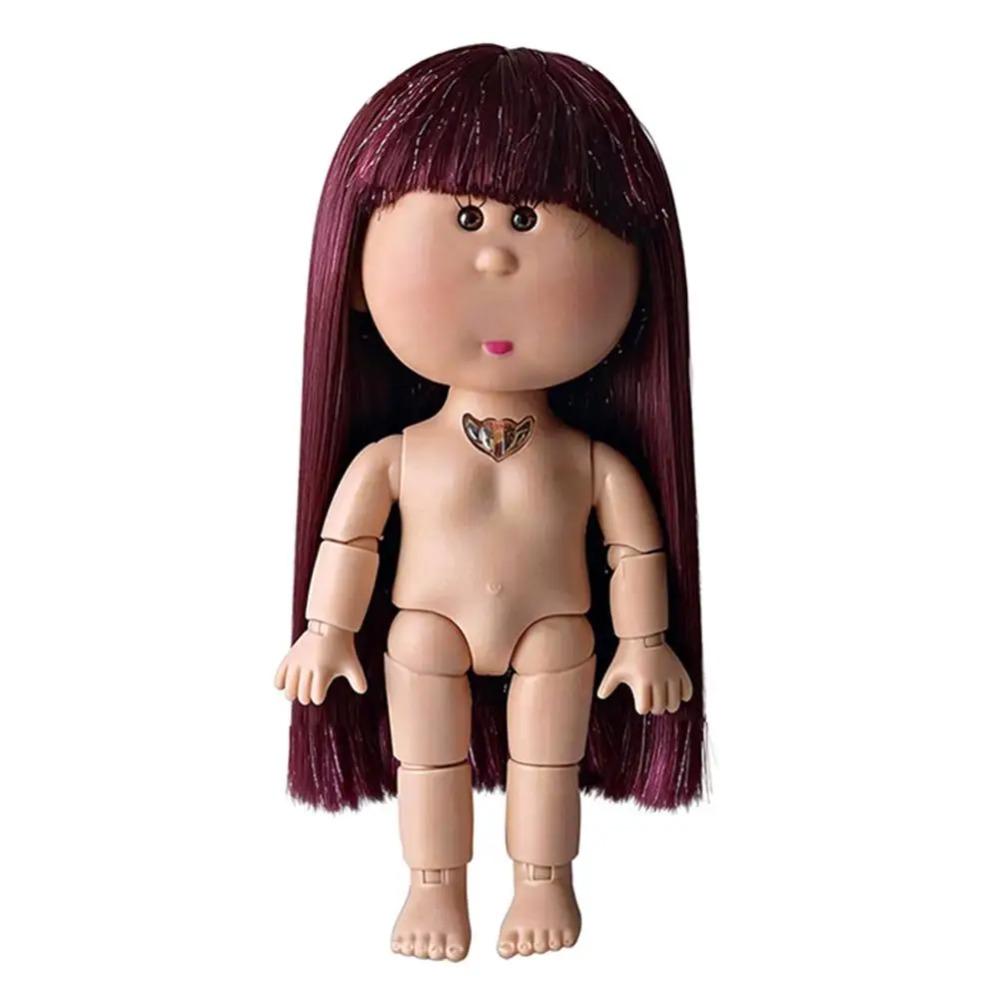 24cm Mini Potato Doll 5 Movable Joints DIY Vinyl Cute Dolls Toys Curly Hair 14cm Bean Eye Vinyl Doll Dark Skin Dress Up Doll Toy