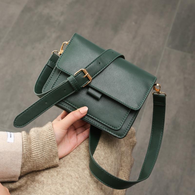 Vintage Shoulder Messenger Bag for Women PU Leather Small Square Fashion Crossbody Bag Handbag