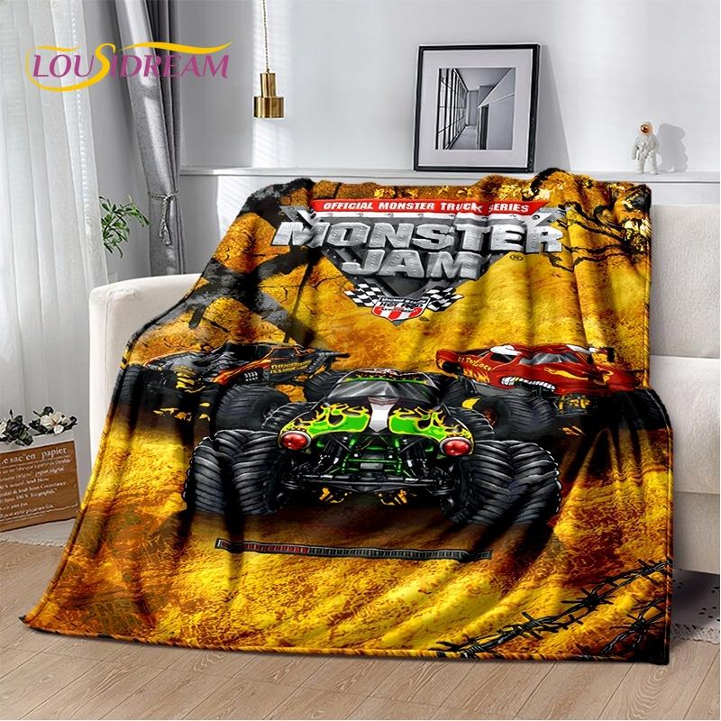 Monster Truck 3D Monster Jam Cartoon Weiche Decken, Warme Kuscheldecke Bequeme Decke für Picknick Betten Sofa Haus Schlafzimmer