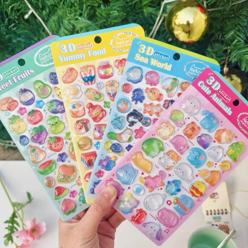 NEKONI 3D Cute Stickers Cartoon Animal Puff Sticker DIY Stickers for Scrapbooks Planner Journals Laptops Phone Case Decoration