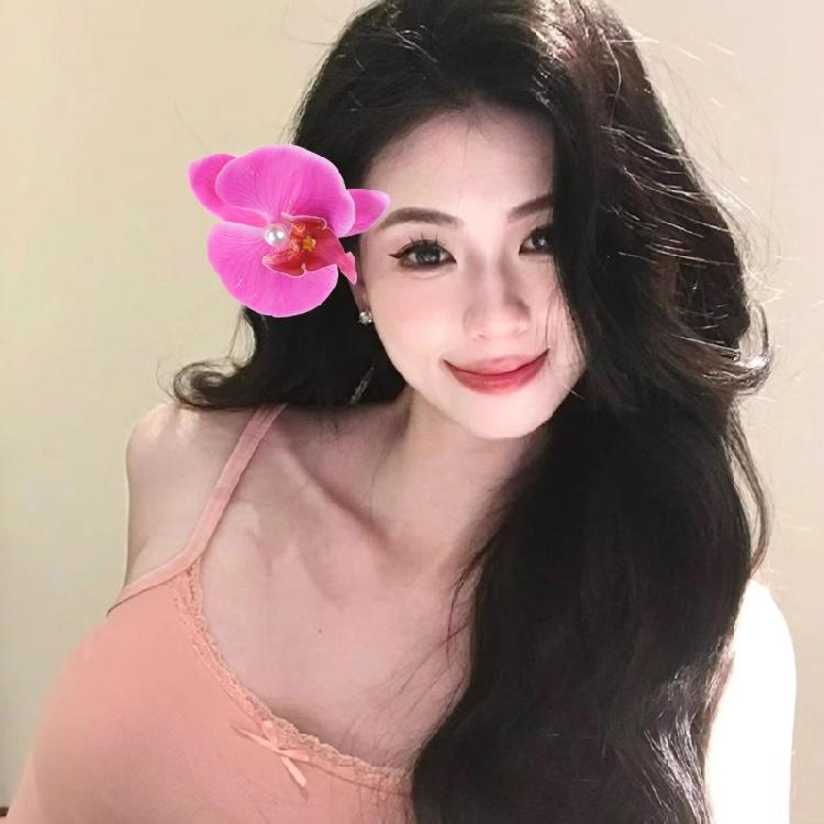 Orchids Flower Hair Claw Clip French Jaw Clip Spring Hair Grip PonytailHolder