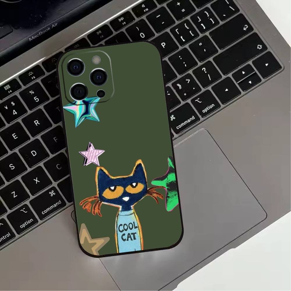 P-Pete-S C-Cat Cute Pattern Phone Case For iPhone 17, 16,15,14,13,12,11 Plus,Pro Max, Others Soft Black Cover