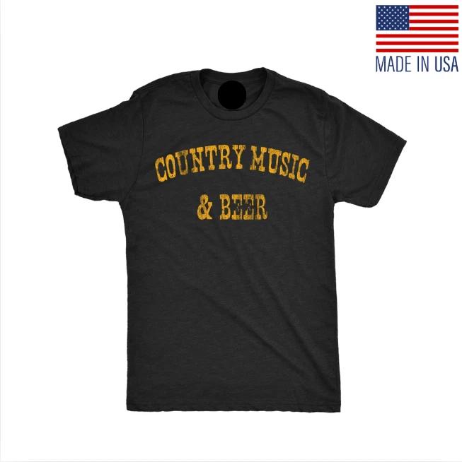 Mens Country Music and Beer Funny T-Shirt Sarcastic Graphic Tee for Men
