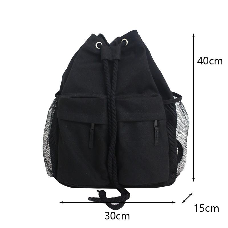 Drawsting Backpacks For Women Casual Canvas Lady Backpacks Light Weight Students Shoulder Bag Large Capacity Travel Rucksack KTB
