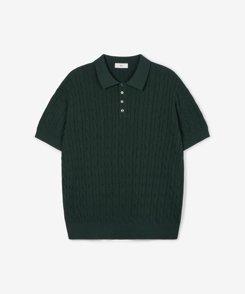 Tienjiti W Cable Polo Washable Knit (Green) Tnsw6E206E2
