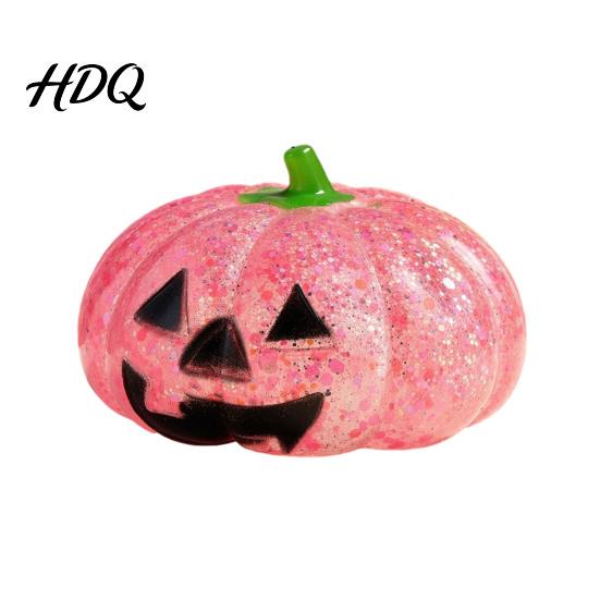 Fidget Stress Reliever Halloween Glitter Pumpkin Ball, Head Squeeze Toy for Desk Decompression Toys Relief, Creepy Party Favors TPR Sensory