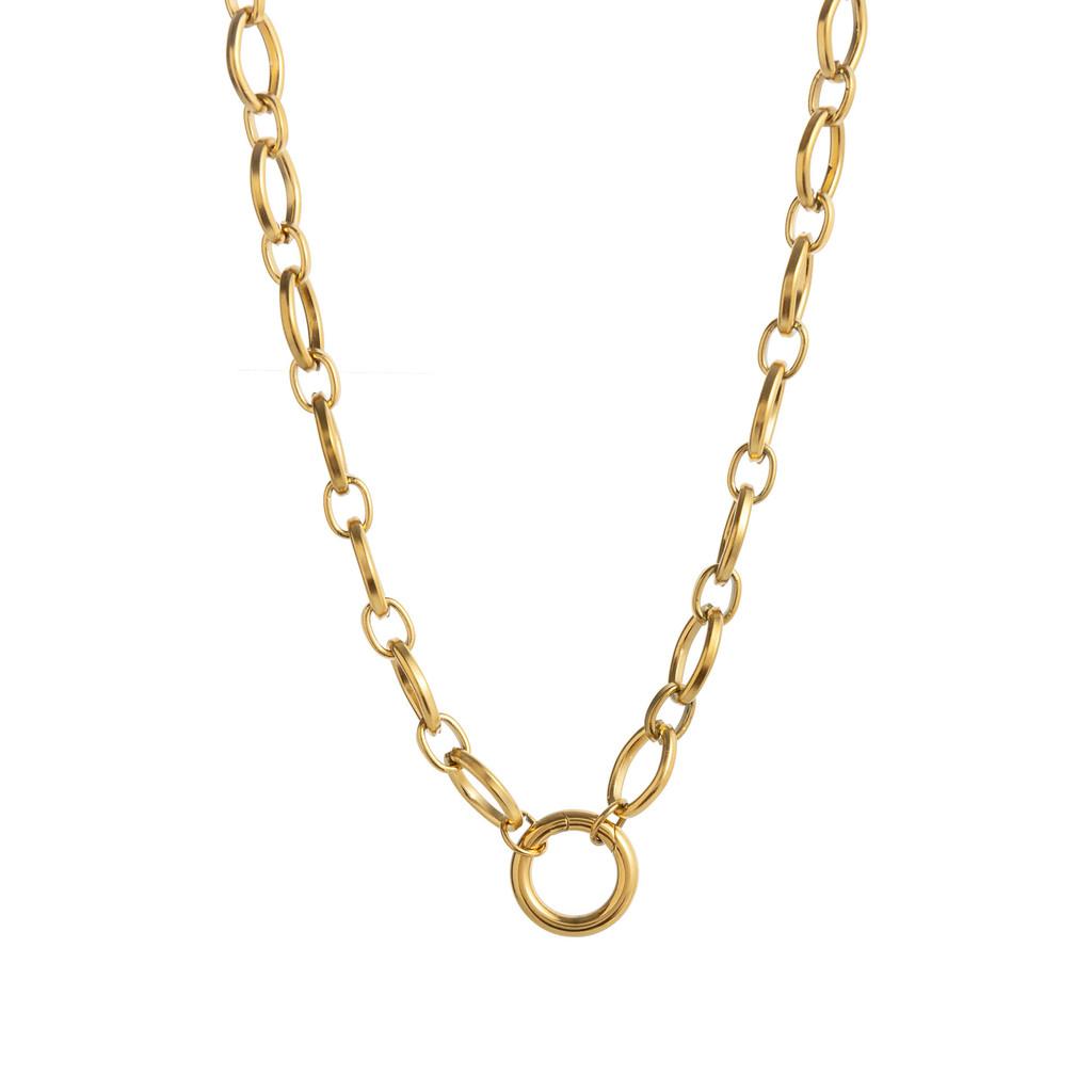 Stainless Steel Snake Chain Necklace With Gemstone Pendant For Women Fashion And Daily Wear