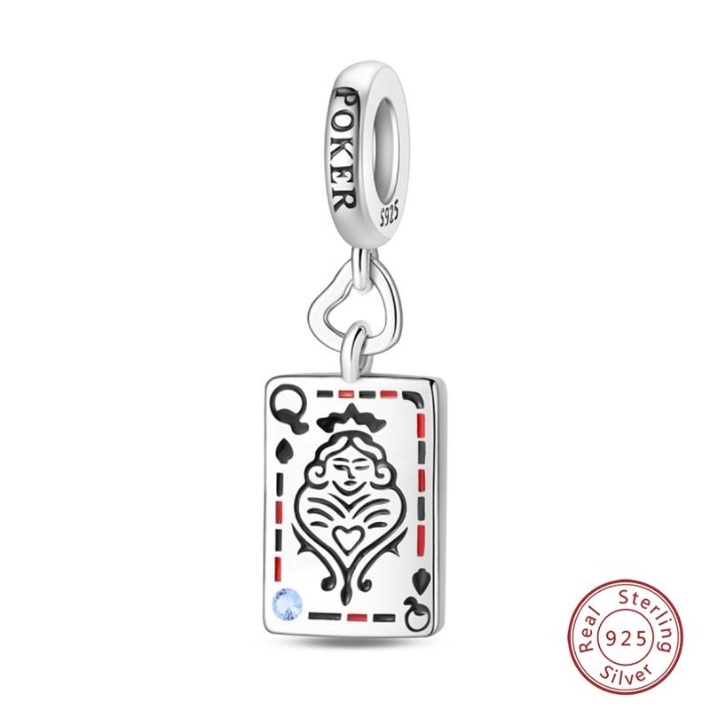 S925 Silver Pumpkin Cat Playing Card Graduation Bear Ring Seahorse 3mm Charms Beads Design DIY Fine Jewelry