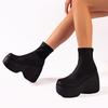 Dames Platform Laarzen met Brede Wijdte, Stretch Slanke Enkellaarsjes, Waterdichte Mode Booties met Blokhak