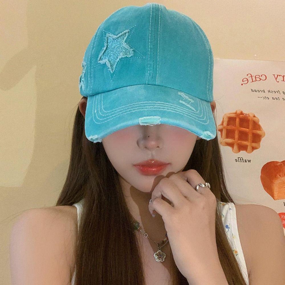 Korean Y2k Star Baseball Hat Cotton Spicy Girls Hat Retro Vintage Baseball Cap for Female