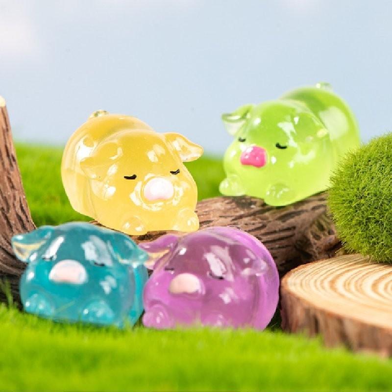 Niedliche Leuchtende Schweinchen Harzfigur Perfekt Für Kreatives DIY Und Tischdekoration