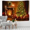Home Room Living Room Decoration Gift Christmas Tapestry Christmas Tree and Fireplace Cozy Home Wall Hanging Background